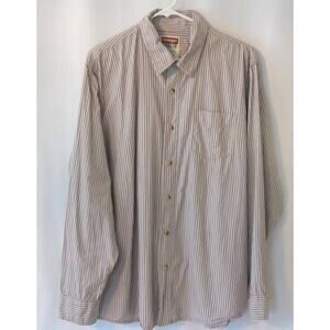 WRANGLER JEANS CO Button Down Shirt Size XL Men's Long Sleeve Striped Gray White